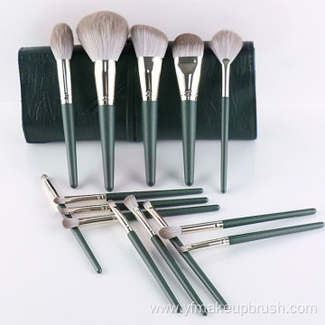 14 PCS Custom Logo Green Makeup Brushes Set
